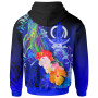 Vanuatu Custom Personalised Hoodie - Humpback Whale with Tropical Flowers (Blue)