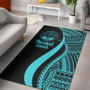 Marshall Islands Area Rug - Turquoise Polynesian Tentacle Tribal Pattern Crest Polynesian 1