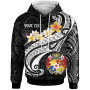 Tonga Custom Personalised Hoodie - Tonga Seal  Polynesian Patterns Plumeria (Black)