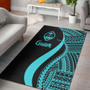 Guam Area Rug - Turquoise Polynesian Tentacle Tribal Pattern Polynesian 1