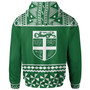 Fiji Tapa All Over Hoodie - Green And White Version