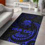 Tuvalu Polynesian Custom Personalised Area Rug - Blue Tribal Wave Polynesian 1