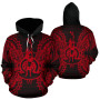 Vanuatu Polynesian All Over Hoodie Map Red