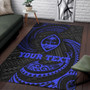 Guam Polynesian Custom Personalised Area Rug - Blue Tribal Wave Polynesian 4