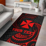 Wallis And Futuna Polynesian Custom Personalised Area Rug - Red Tribal Wave Polynesian 1