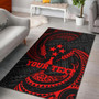 Kosrae Polynesian Custom Personalised Area Rug - Red Tribal Wave Polynesian 1