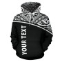 New Caledonia Polynesian All Over Custom Personalised Hoodie - Black Curve Version