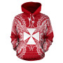 Wallis And Futuna Polynesian All Over Hoodie Map Red White