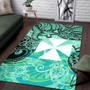 Wallis and Futuna Area Rug - Vintage Floral Pattern Green Color Polynesian 3