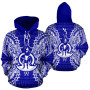 Vanuatu Polynesian All Over Hoodie Map Blue