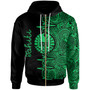 Tahiti Polynesian Hoodie - Tahiti Flag Heartbeat Pattern Green Version