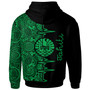 Tahiti Polynesian Hoodie - Tahiti Flag Heartbeat Pattern Green Version