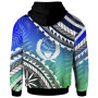 Pohnpei Hoodie -  Palm Leaf Texture Blue Gradient