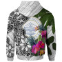 Palau Hoodie White - Turtle Plumeria Banana Leaf