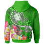 Fiji Custom Personalised Hoodie - Turtle Plumeria (Green)