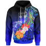 Fiji Hoodie - Humpback Whale with Tropical Flowers (Blue)