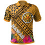 Hawaii Polo Shirt - Kanaka Maoli With Hibiscus On Polynesian Patterns (YELLOW)