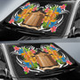 Tokelau Auto Sun Shades - Coat Of Arms With Tropical Flowers