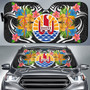 Tahiti Auto Sun Shades - Coat Of Arms With Tropical Flowers