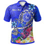 Tahiti Custom Personalised Polo Shirts - Turtle Plumeria (Blue) 1