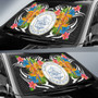 Palau Auto Sun Shades - Coat Of Arms With Tropical Flowers