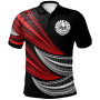 Tahiti Custom Personalised Polo Shirt -  Wave Pattern Alternating Red Color 1