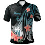 Niue Personalised Custom Polo Shirt - Turquoise Polynesian Hibiscus Pattern Style 1