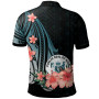 Niue Personalised Custom Polo Shirt - Turquoise Polynesian Hibiscus Pattern Style 2