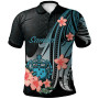 Samoa Polo Shirt - Turquoise Polynesian Hibiscus Pattern Style 1