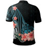 Samoa Polo Shirt - Turquoise Polynesian Hibiscus Pattern Style 2