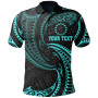 Cook Islands Polynesian Custom Personalised Polo Shirt - Neon Blue Tribal Wave 1