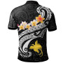 Papua New Guinea Custom Personalised Polo Shirt - PNG Seal Polynesian Patterns Plumeria (Black) 2