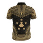 Austral Islands Polo Shirt - Austral Islands Flag Polynesian Chief Tattoo Gold Version 2