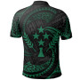 Kosrae Micronesia Polo Shirt - Green Tribal Wave 2