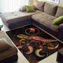 Yap Polynesian Area Rugs - Turtle With Blooming Hibiscus Gold Polynesian 2