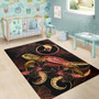 Yap Polynesian Area Rugs - Turtle With Blooming Hibiscus Gold Polynesian 6