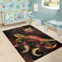 Tuvalu Polynesian Area Rugs - Turtle With Blooming Hibiscus Gold Polynesian 6