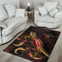 Niue Polynesian Area Rugs - Turtle With Blooming Hibiscus Gold Polynesian 4
