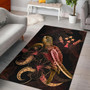 Kosrae Polynesian Area Rugs - Turtle With Blooming Hibiscus Gold Polynesian 1