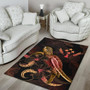 Kosrae Polynesian Area Rugs - Turtle With Blooming Hibiscus Gold Polynesian 4