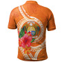 Nauru Polynesian Polo Shirt - Orange Floral With Seal 2