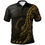 American Samoa Polo Shirt - Polynesian Pattern Style Gold Color 1