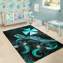 Wallis and Futuna Polynesian Area Rugs - Turtle With Blooming Hibiscus Turquoise Polynesian 6