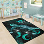 Tuvalu Polynesian Area Rugs - Turtle With Blooming Hibiscus Turquoise Polynesian 6