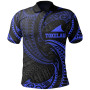 Tokelau Polynesian Polo Shirt - Blue Tribal Wave 1