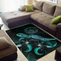 Palau Polynesian Area Rugs - Turtle With Blooming Hibiscus Turquoise Polynesian 2