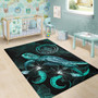 Palau Polynesian Area Rugs - Turtle With Blooming Hibiscus Turquoise Polynesian 6