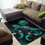 Fedarated States of Micronesia Polynesian Area Rugs - Turtle With Blooming Hibiscus Turquoise Polynesian 2