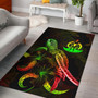 Vanuatu Polynesian Area Rugs - Turtle With Blooming Hibiscus Reggae Polynesian 1