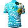 New Caledonia Polo Shirt  - Polynesian Pattern Aquamarine Stone Color 2